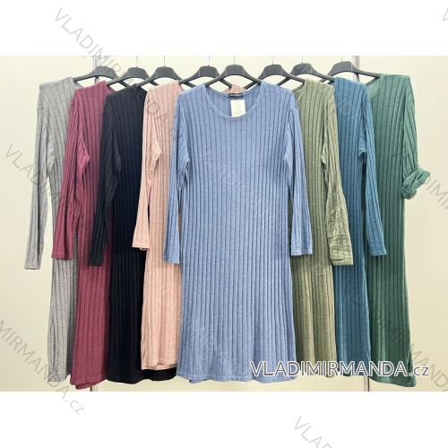 Women's Plus Size Knitted Turtleneck Long Sleeve Dress (XL/2XL/3XL ONE SIZE) ITALIAN FASHION IM4221215
