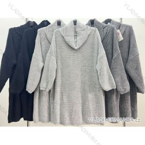 Women's Plus Size Knitted Oversize Extended Long Sleeve Sweater (2XL/3XL ONE SIZE) ITALIAN FASHION IM423759
