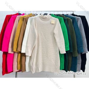 Women's Plus Size Knitted Turtleneck Long Sleeve Dress (XL/2XL/3XL ONE SIZE) ITALIAN FASHION IM4221215