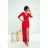 Women's Long Elegant Dress with Wide Straps (SL) FRENCH FASHION FMPEL23VELVET red 44