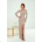 Women's Long Elegant Dress with Wide Straps (SL) FRENCH FASHION FMPEL23VELVET béžová 42