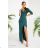 Women's Long Elegant Dress with Wide Straps (SL) FRENCH FASHION FMPEL23VELVET Green 34