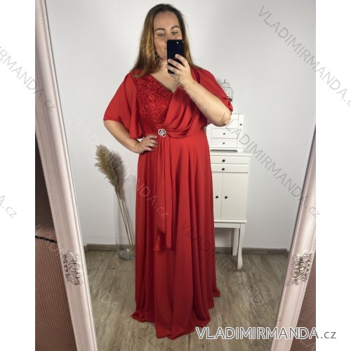 Šaty dlouhé elegantní společenské na ramínka dámské (S/M ONE SIZE) ITALSKá MóDA IM4221089 2XL/3XL red