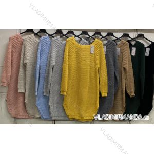 Women's Plus Size Extended Knitted Long Sleeve Sweater (XL/2XL/3XL ONE SIZE) ITALIAN FASHION IMC23464