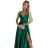513-1 LUNA elegant long satin dress with a neckline and crossed straps - green