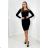 Viscose dress with mesh at the top, black