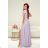 Women's Long Elegant Dress with Wide Straps (SL) FRENCH FASHION FMPEL23VELVET light purple 38