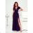 Women's Long Elegant Dress with Wide Straps (SL) FRENCH FASHION FMPEL23VELVET dark blue 42