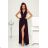 Women's Long Elegant Dress with Wide Straps (SL) FRENCH FASHION FMPEL23VELVET black 36