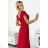 411-2 CRYSTAL long shimmering dress with a neckline - red red S