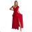 411-2 CRYSTAL long shimmering dress with a neckline - red red S