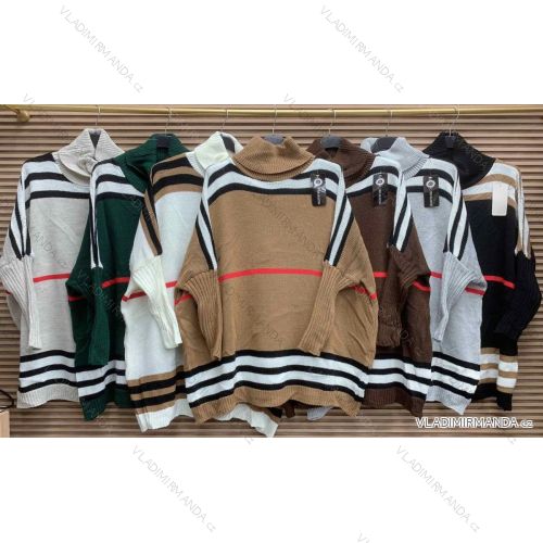 Sweater Knitted Slim Long Sleeve Women's Stripe (S/M ONE SIZE) ITALIAN FASHION IMWAE23017