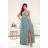 Women's Long Elegant Dress with Wide Straps (SL) FRENCH FASHION FMPEL23VELVET zelená olivová 46