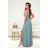 Women's Long Elegant Dress with Wide Straps (SL) FRENCH FASHION FMPEL23VELVET zelená olivová 46