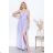 Women's Long Elegant Dress with Wide Straps (SL) FRENCH FASHION FMPEL23VELVET purple 34