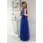 Long party dress, glittering with sequins, sleeveless, women's, plus size (34-48) POLISH FASHION PMLWD24VIRGINIA9 sapphire blue 36