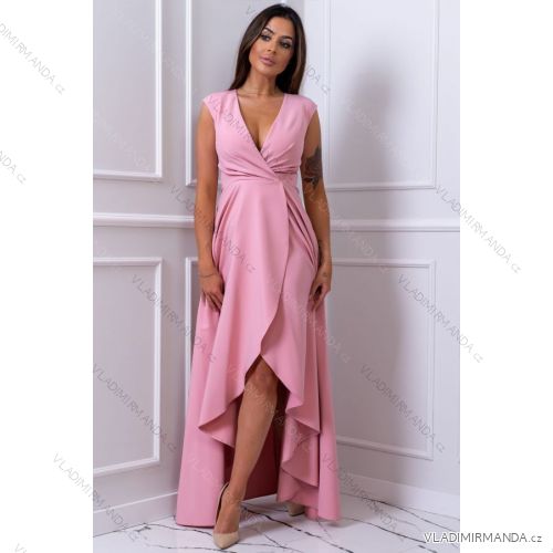 Women's Plus Size (42-46) Long Elegant Party Sleeveless Dress POLISH FASHION PMLBC23265-10 pink 42