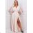 Women's Plus Size (42-46) Long Elegant Party Sleeveless Dress POLISH FASHION PMLBC23265-10 béžová 42