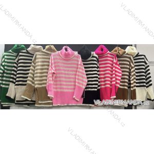 Oversized Knitted Turtleneck Sweater Long Sleeve Women's Stripe (S/M ONE SIZE) ITALIAN FASHION IMWE234112