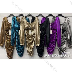 Women's Elegant Shiny Long Sleeve Dress (S/M ONE SIZE) ITALIAN FASHION IMWAD234150