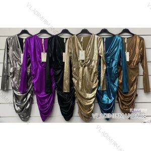 Women's Elegant Shiny Long Sleeve Dress (S/M ONE SIZE) ITALIAN FASHION IMWAD234151