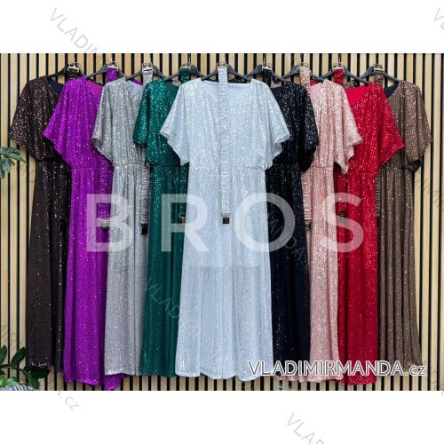 Women's Long Chiffon Short Sleeve Dress (S/M ONE SIZE) ITALIAN FASHION IMWGS231048
