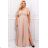 Women's Plus Size (42-46) Long Elegant Party Sleeveless Dress POLISH FASHION PMLBC23265-10 Golden 44