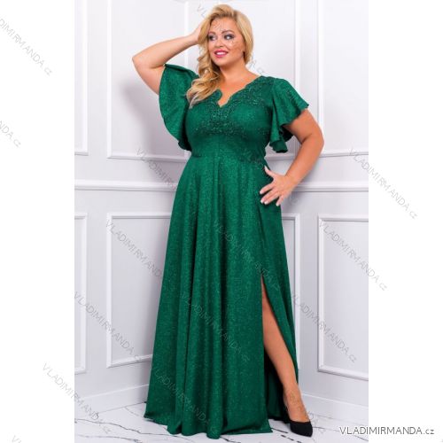Women's Plus Size (42-46) Long Elegant Party Sleeveless Dress POLISH FASHION PMLBC23265-10 Green 48