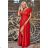 Women's Plus Size (42-46) Long Elegant Party Sleeveless Dress POLISH FASHION PMLBC23265-10 red 44