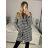 Women's Fluffy Long Sleeve Coat (SL) ITALIAN FASHION IMWL22020 M Black and white
