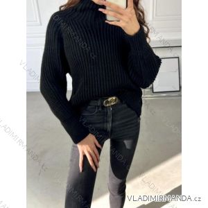 Women's Long Sleeve Turtleneck Knitted Sweater (XL/2XL ONE SIZE) ITALIAN FASHION IMD22948