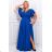 Women's Plus Size (42-46) Long Elegant Party Sleeveless Dress POLISH FASHION PMLBC23265-10 Royal blue 44