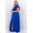 Women's Plus Size (42-46) Long Elegant Party Sleeveless Dress POLISH FASHION PMLBC23265-10 Royal blue 44