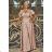 Women's Plus Size (42-46) Long Elegant Party Sleeveless Dress POLISH FASHION PMLBC23265-10 Golden 44
