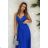 Women's Plus Size (42-46) Long Elegant Party Sleeveless Dress POLISH FASHION PMLBC23265-10 Royal blue 34