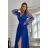 Women's Plus Size (42-46) Long Elegant Party Sleeveless Dress POLISH FASHION PMLBC23265-10 Royal blue 34