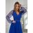 Women's Plus Size (42-46) Long Elegant Party Sleeveless Dress POLISH FASHION PMLBC23265-10 Royal blue 34