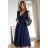Women's Plus Size (42-46) Long Elegant Party Sleeveless Dress POLISH FASHION PMLBC23265-10 dark blue 34