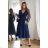 Women's Plus Size (42-46) Long Elegant Party Sleeveless Dress POLISH FASHION PMLBC23265-10 dark blue 34