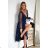 Women's Plus Size (42-46) Long Elegant Party Sleeveless Dress POLISH FASHION PMLBC23265-10 dark blue 34