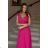 Women's Plus Size (42-46) Long Elegant Party Sleeveless Dress POLISH FASHION PMLBC23265-10 dark pink 34