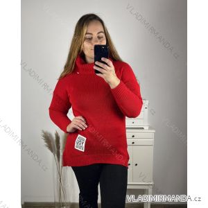 Women's Plus Size Knitted Extended Long Sleeve Sweater (2XL/3XL ONE SIZE) ITALIAN FASHION IM423758