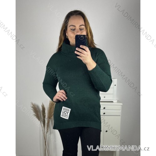 Women's Plus Size Knitted Extended Long Sleeve Sweater (2XL/3XL ONE SIZE) ITALIAN FASHION IM423758 2XL/3XL Emerald