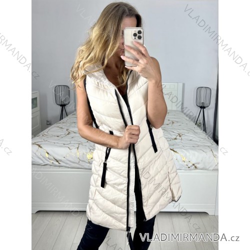 Women's hooded vest (XS-2XL) ITALIAN FASHION PIU ANNA PIU ANNA PMW22XH2298 Cream M