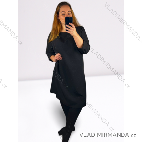 Šaty dlouhý rukáv dámské nadrozměr (UNI L/XXL) ITALSKÁ MÓDA IM4201151 black 50