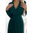 313-14 ISABELLE Pleated chiffon dress with a neckline - green