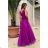 Women's Plus Size (42-46) Long Elegant Party Sleeveless Dress POLISH FASHION PMLBC23265-10 purple 34