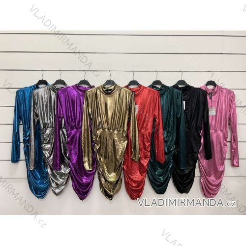 Women's Shiny Party Long Sleeve Dress (S/M ONE SIZE) ITALIAN FASHION IMWKK234310