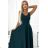246-5 CINDY long elegant dress with a neckline - green