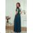 Women's Long Elegant Dress with Wide Straps (SL) FRENCH FASHION FMPEL23VELVET Green 36